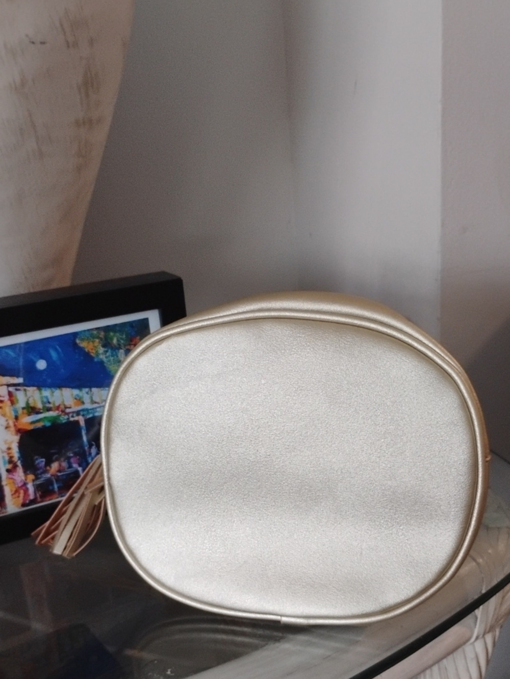 Metallic Gold Drawstring Bucket Handbag - Picture 2 of 4